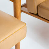 Pair of Oak and Leather Armchairs by Uluv Krasna Jizba, 1960s