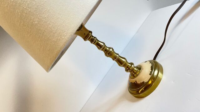 Solid brass lamp and fabric, 60s