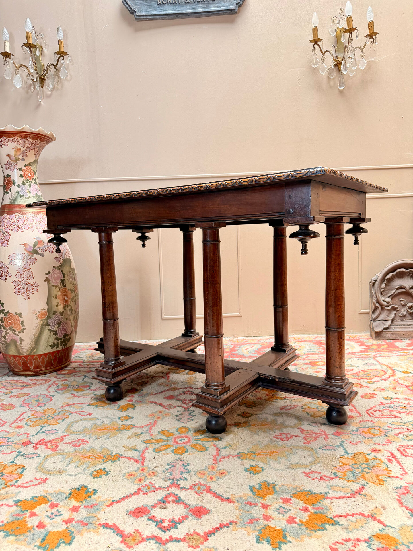 TABLE RENAISSANCE EN CROIX DE LORRAINE EN NOYER XVIII EME SIÈCLE