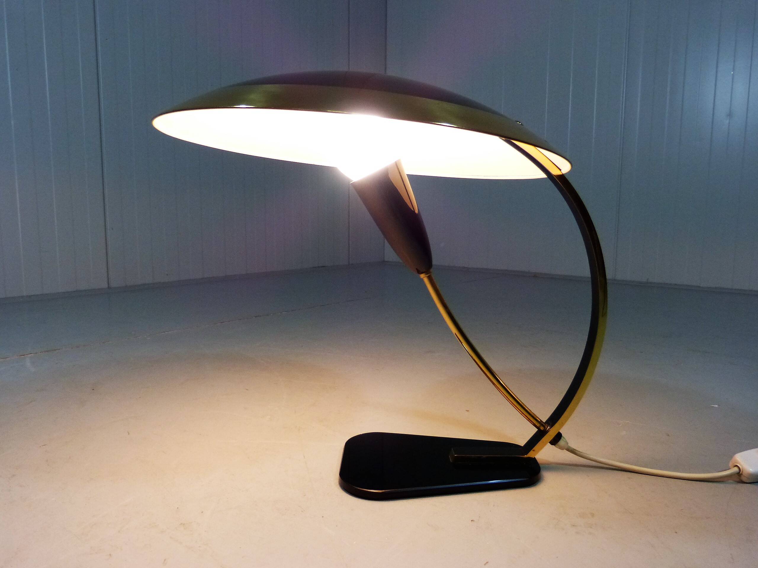 Rare desk lamp in brass & glass 1950’s