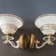 Paire d'appliques vintage en verre sablé et doré