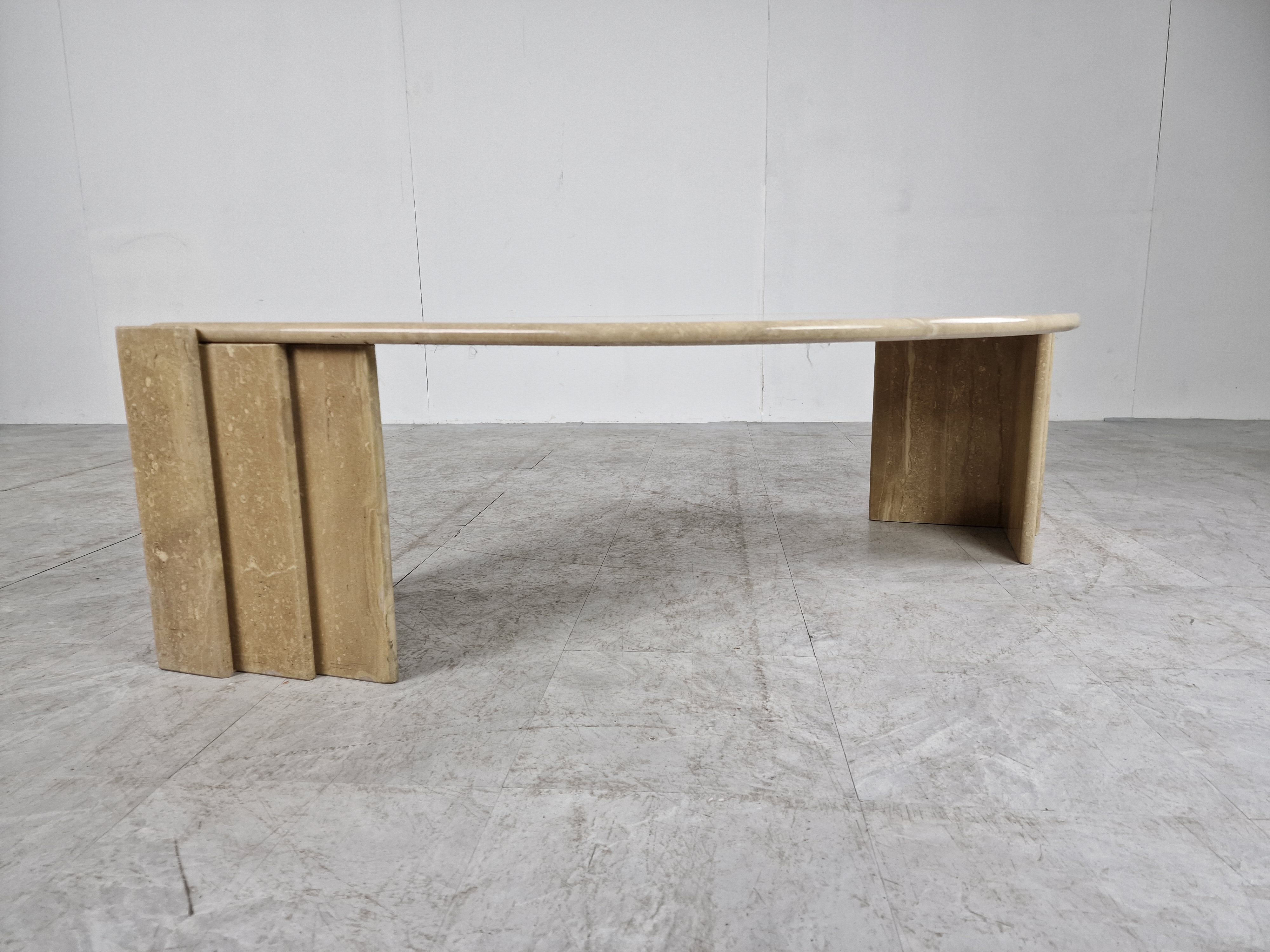 Vintage travertine coffee table, 1970s