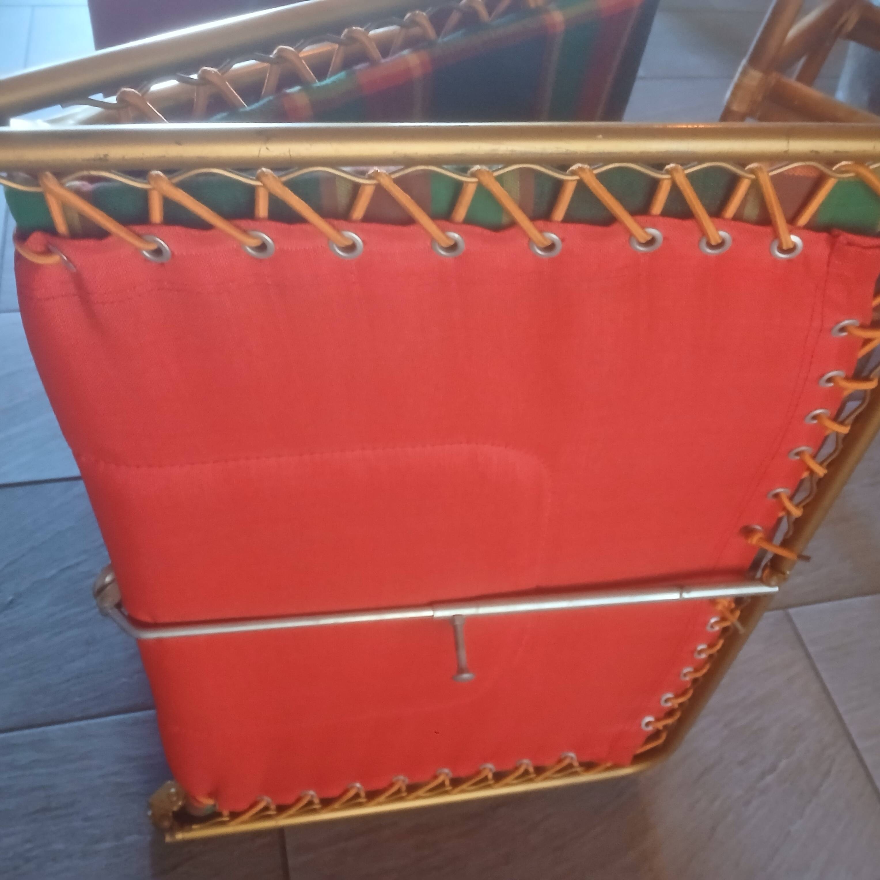 Lafuma vintage 1970s camp bed – foldable – tartan green – camping c