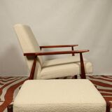 Scandinavian armchair and foot rest beige buckle design by H.lis