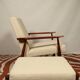 Scandinavian armchair and foot rest beige boucle design by H.lis