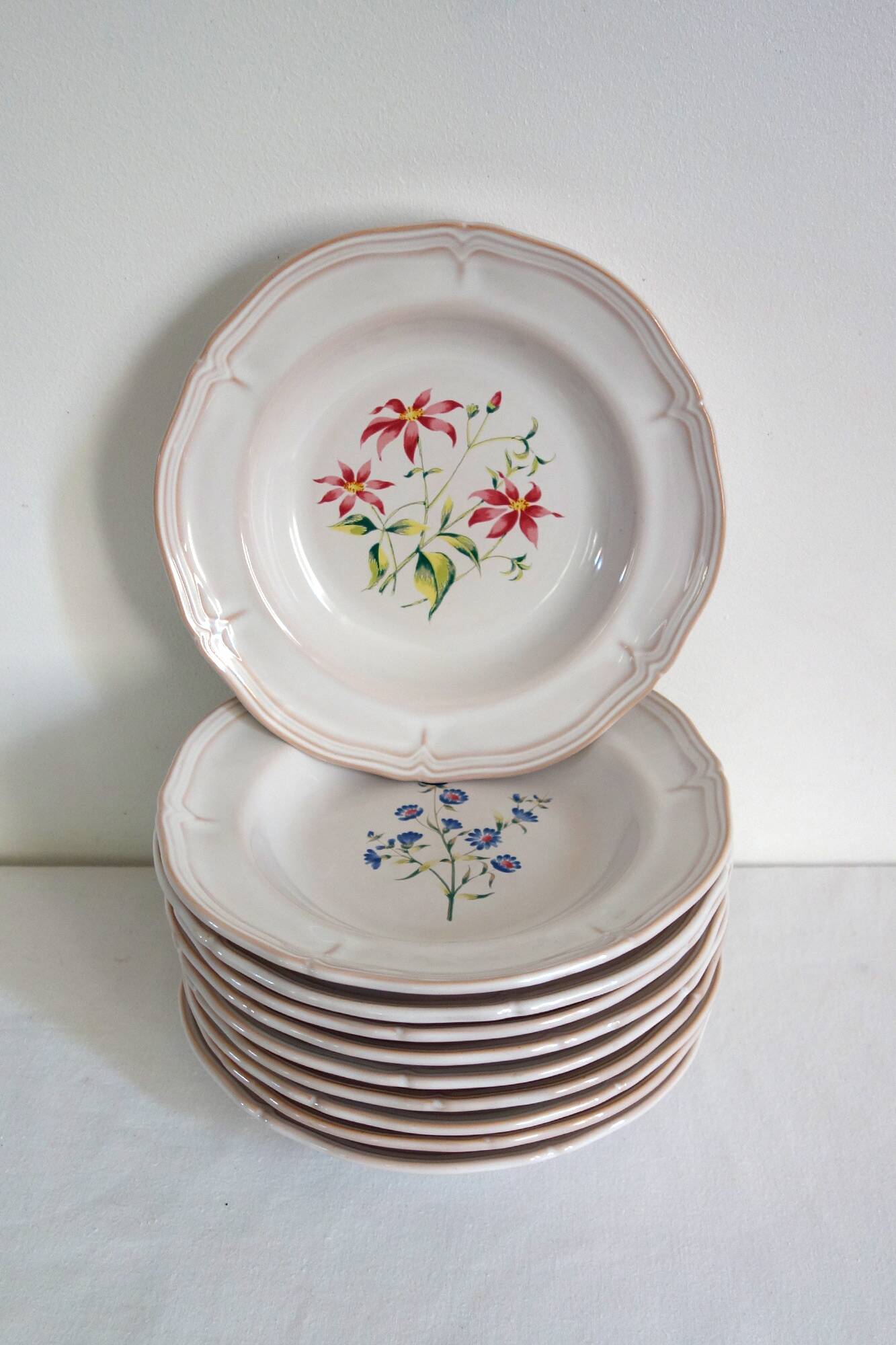 10 deep plates pierre motton for gien circa 1930