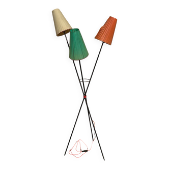 1950s metal tripod floor lamp, completely original