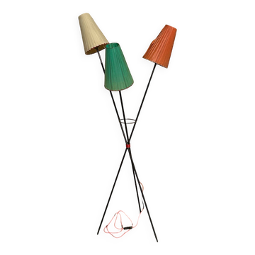 1950s metal tripod floor lamp, completely original