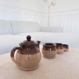 Coffee maker with 3 small stoneware pots