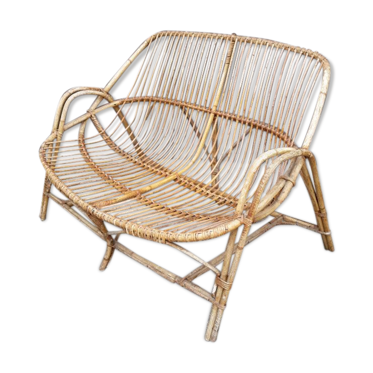 Old rattan bench