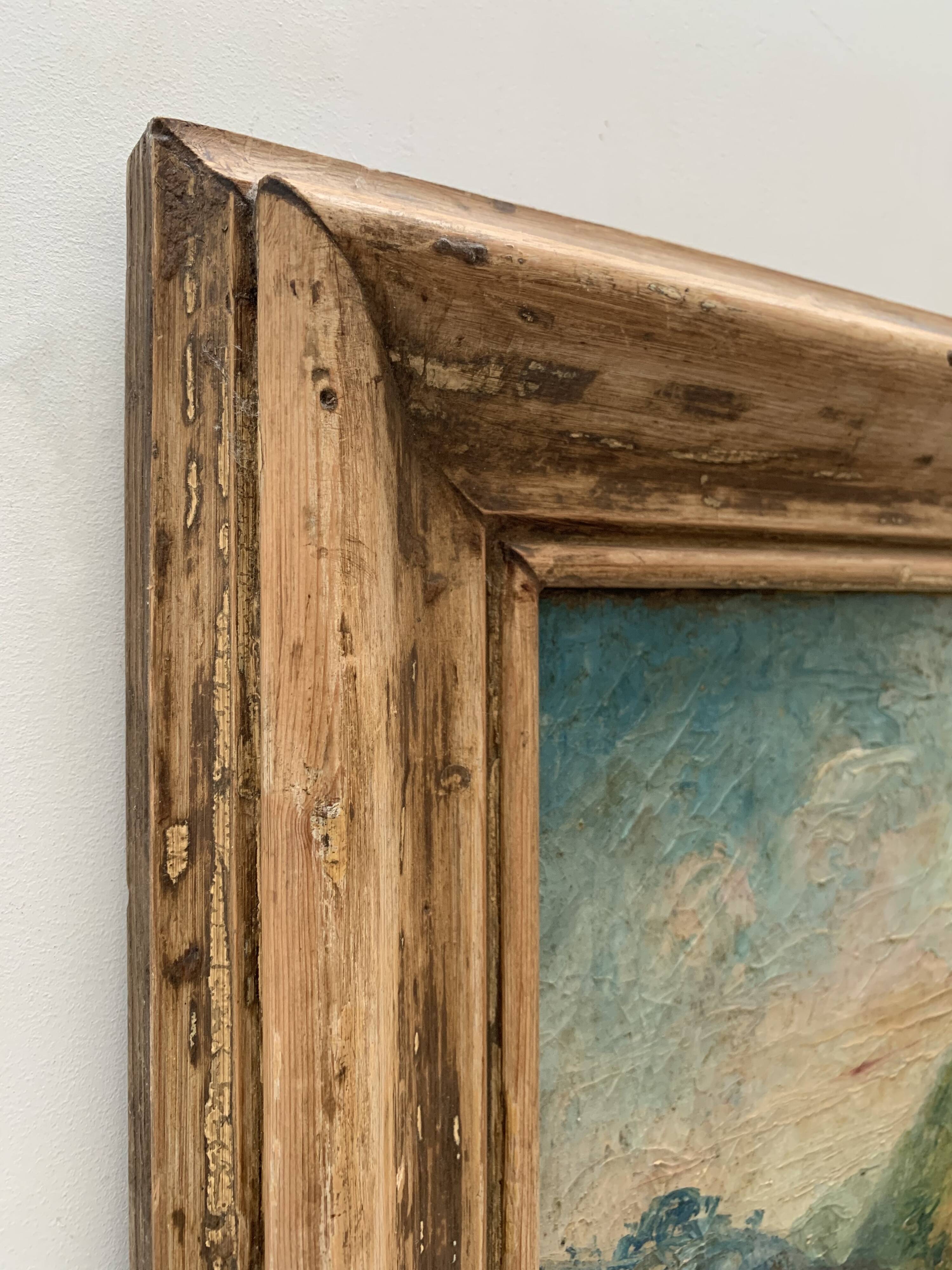 Oil on canvas, bucolic landscape, early 20th century