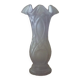 Frosted pressed glass vase with a light lilac medallion colour.