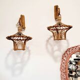 Pair of rattan wall lights