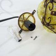 Italian vintage wall lamp in yellow blown glass and wrought iron. Year 70 80