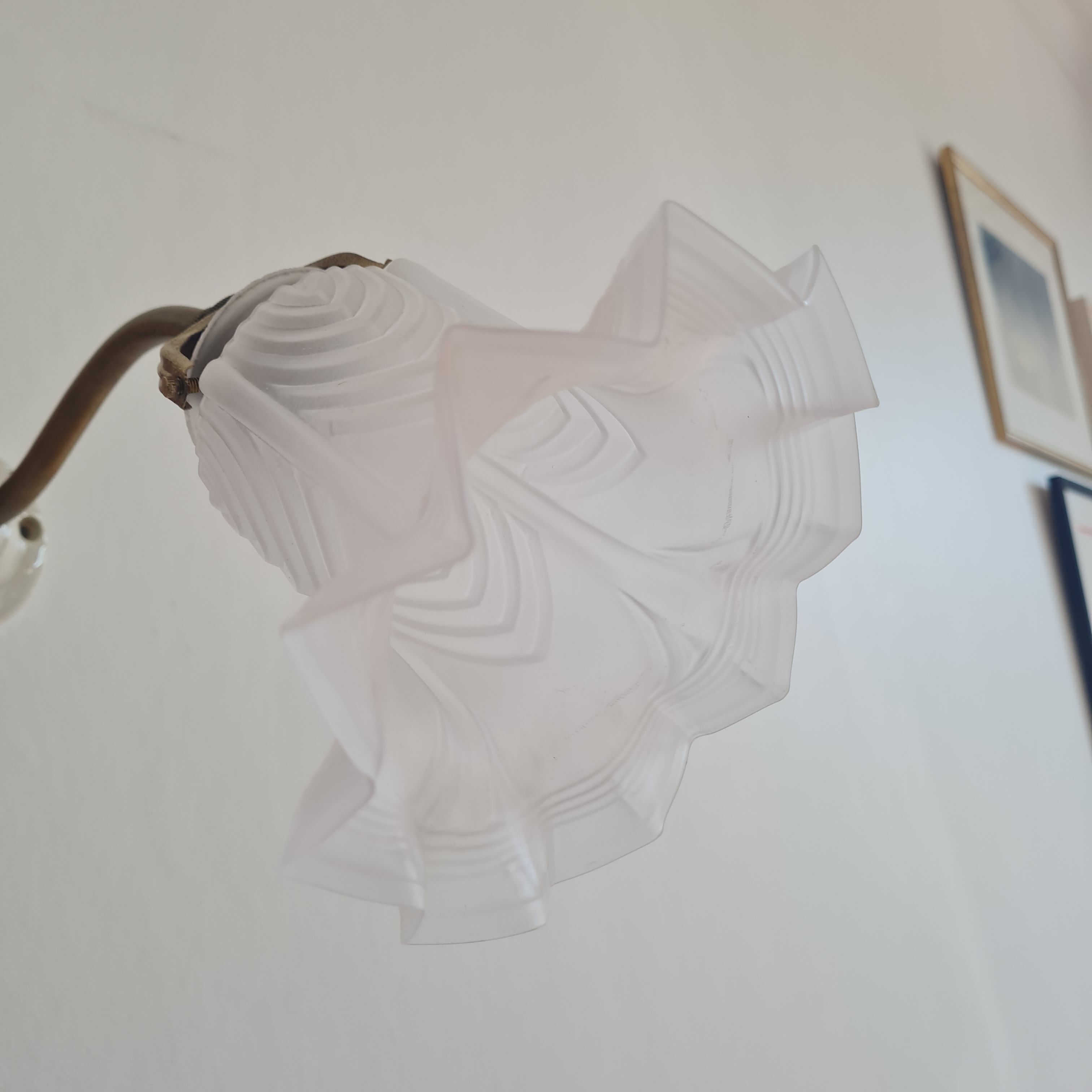 Brass tulip wall lamp and matte tempered glass