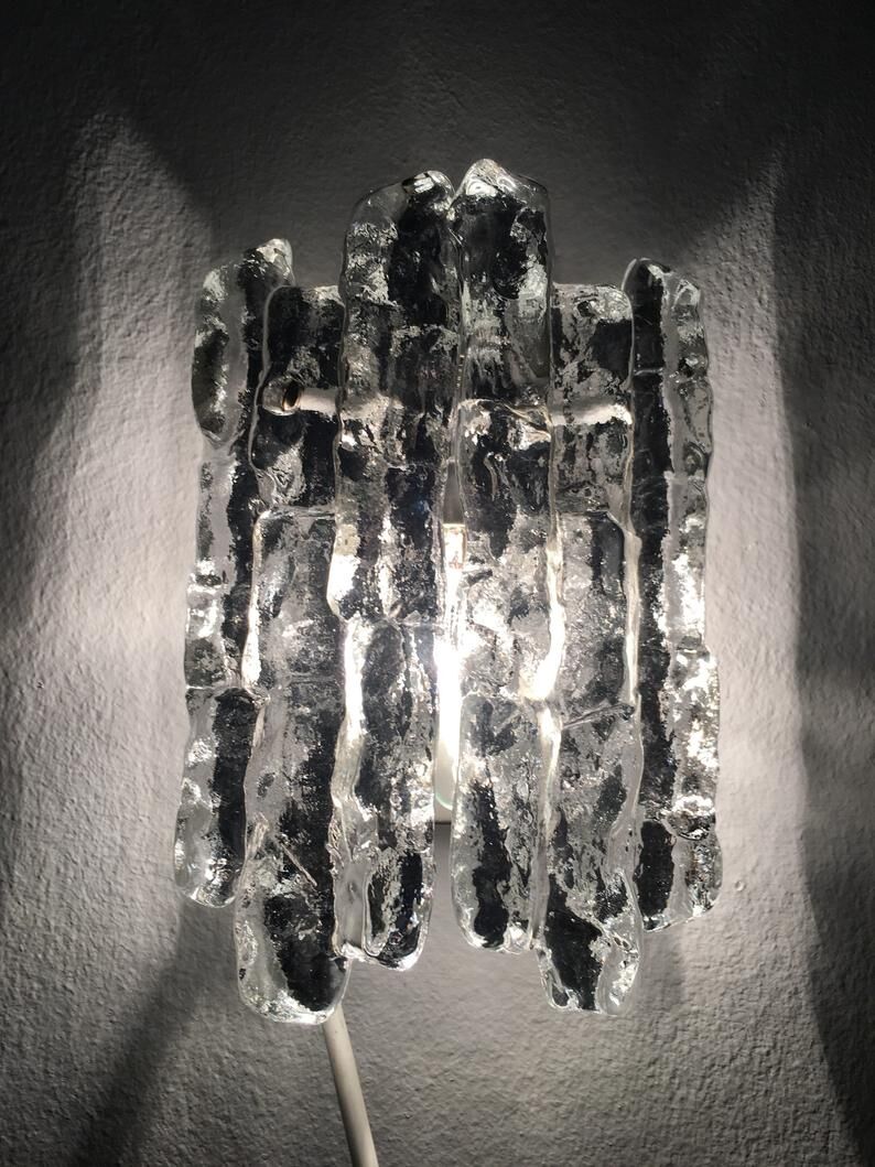 Modern ice glass wall lamp by J.T. Kalmar  for Franken KG
