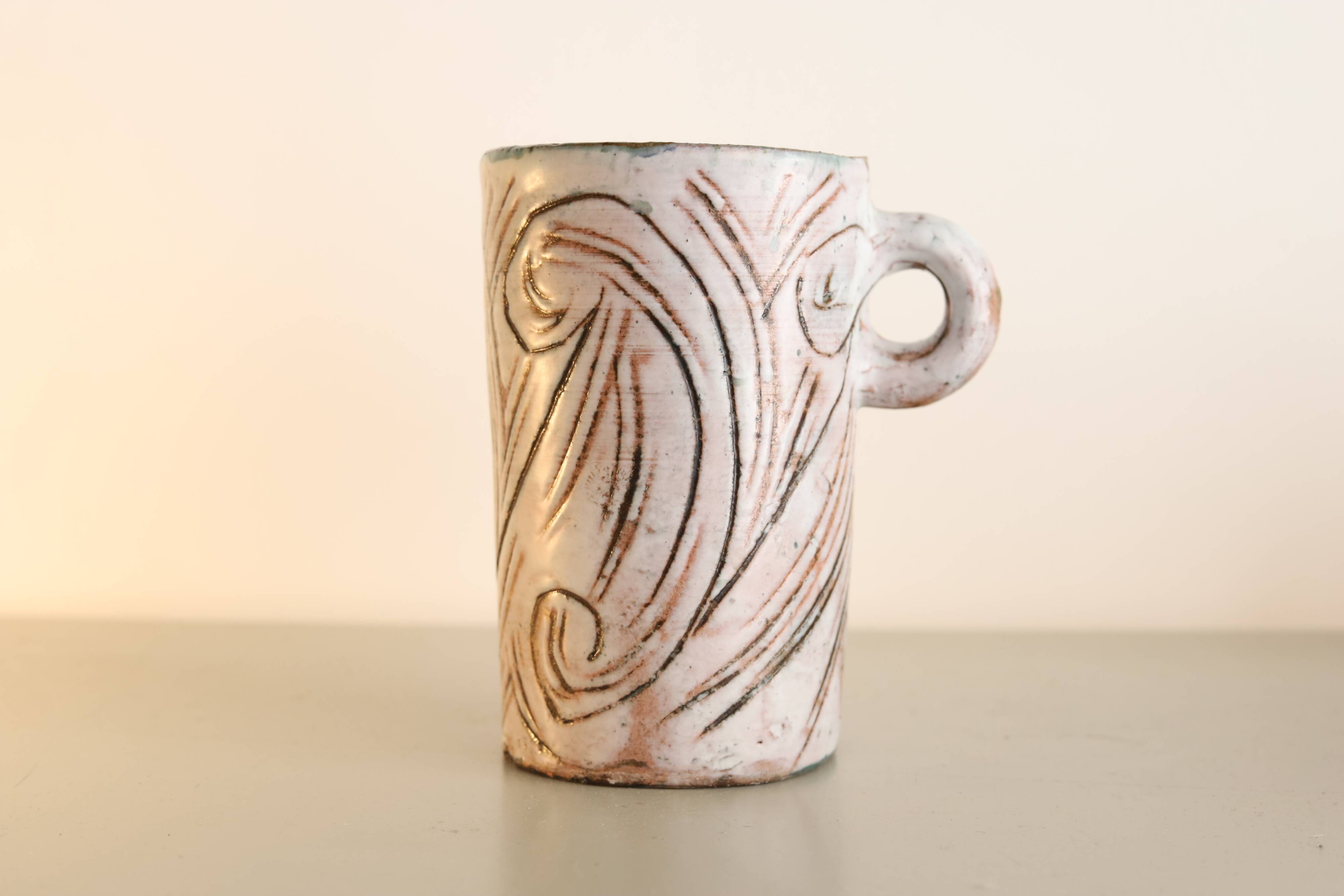 Ceramic cup shape by cécile dein circa 1960
