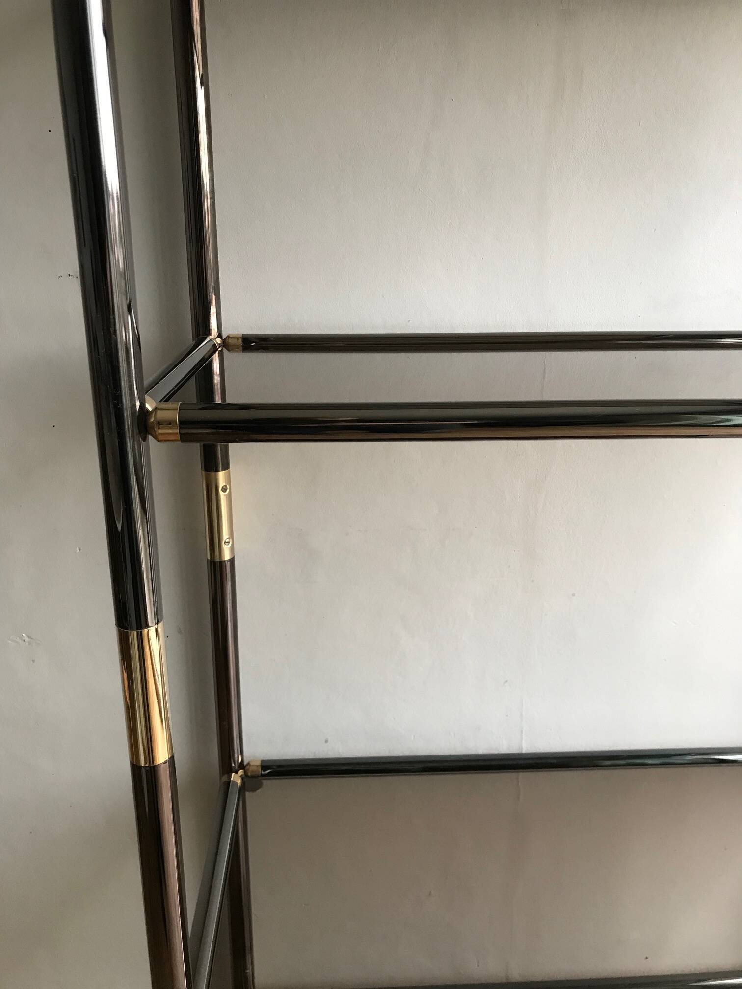 Étagère  en métal et verre - Italie années 1970