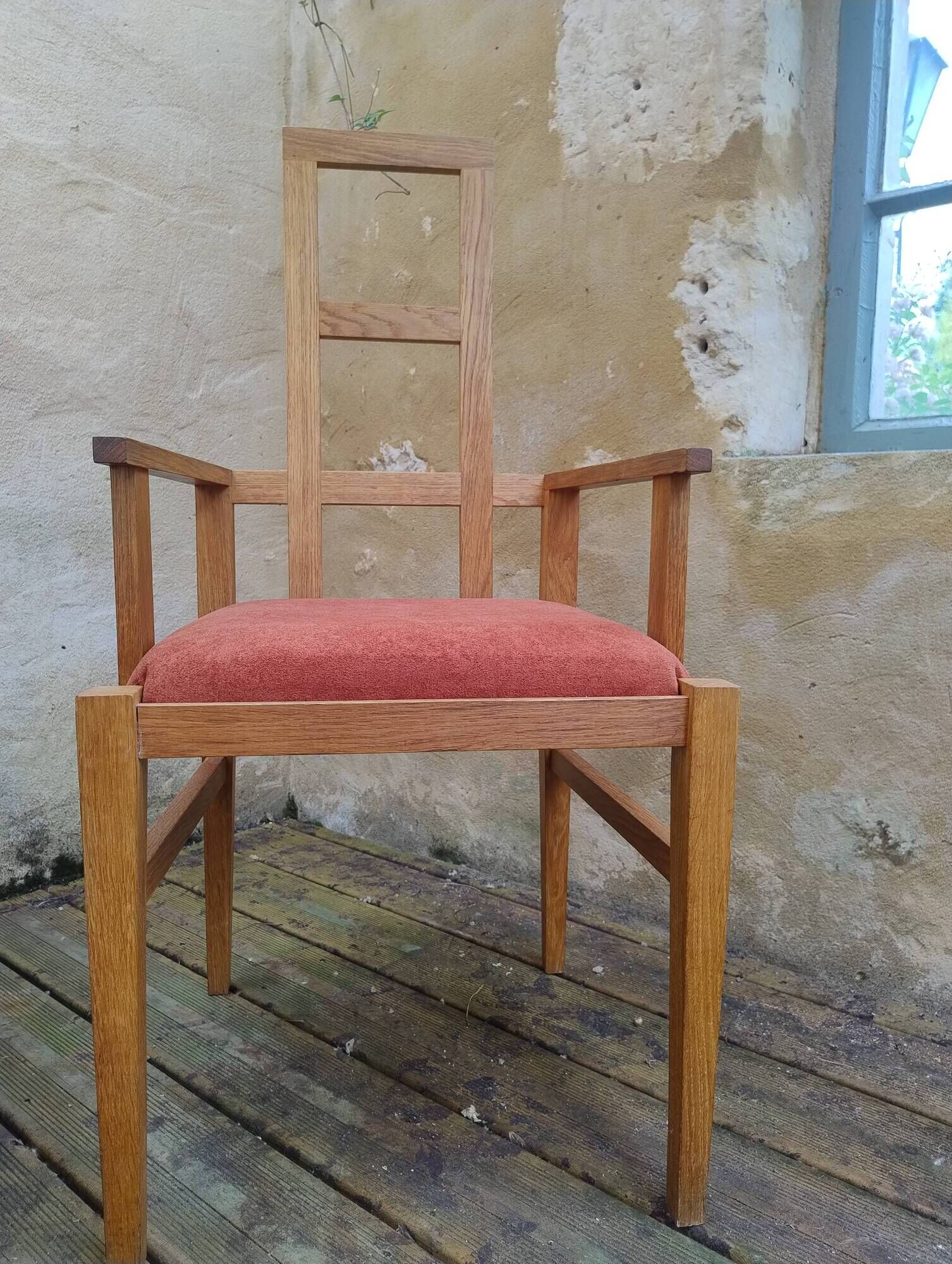 Vintage light oak armchair