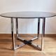 Table ronde en chrome et en verre fumé des années 1970