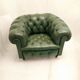 Former chesterfield green leather chair