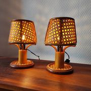 Paire de lampes vintage en rotin