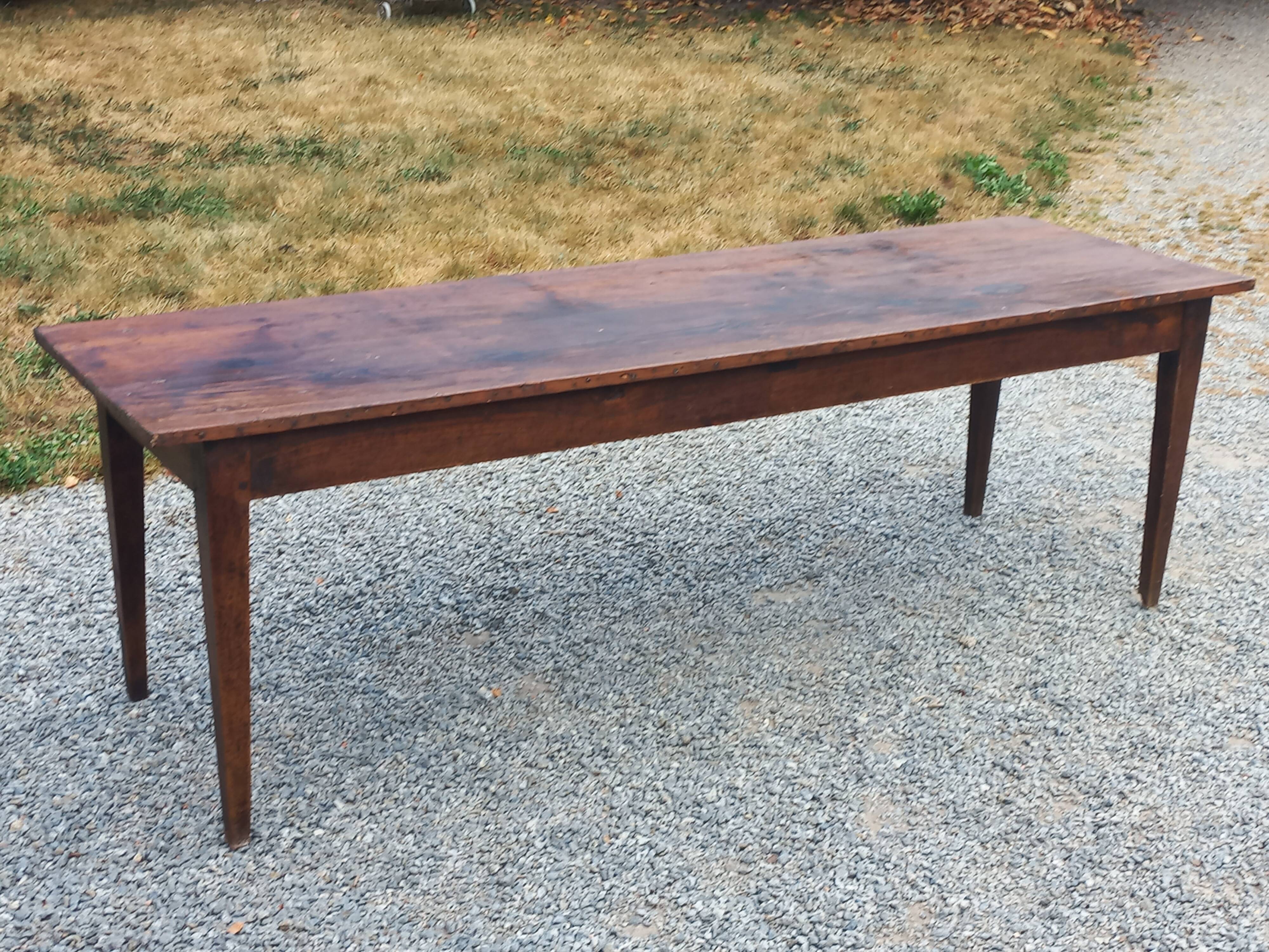 19th century farmhouse table with spindle legs, 225cm