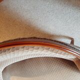 2-seater Louis XV style sofa - arched legs - Art Deco patterned velvet fabric - Beige