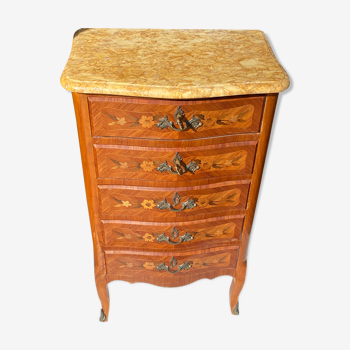 Weekly Louis XV in marquetry 5 drawers