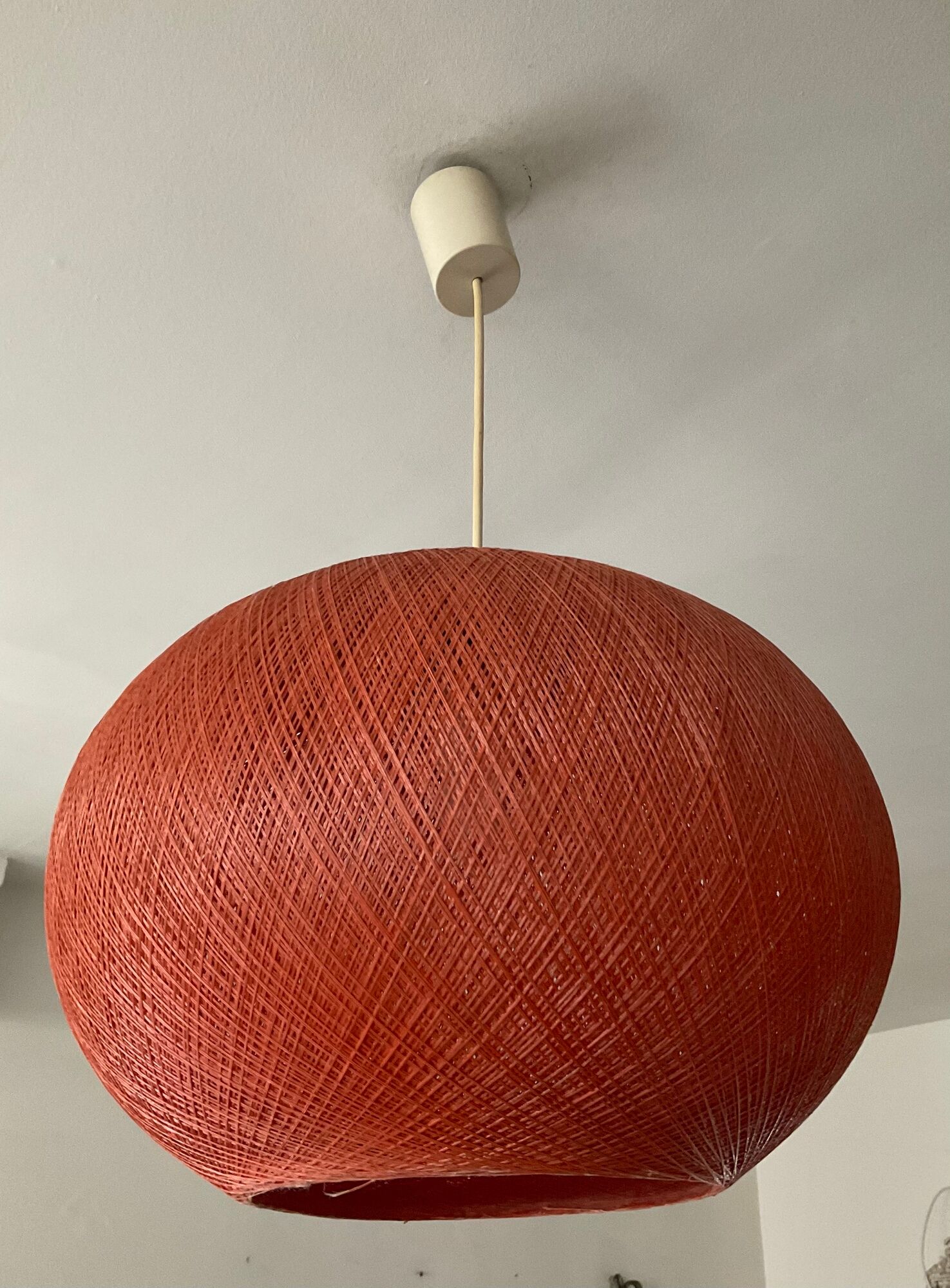 Vintage pendant lamp nylon thread ball 60s-70s