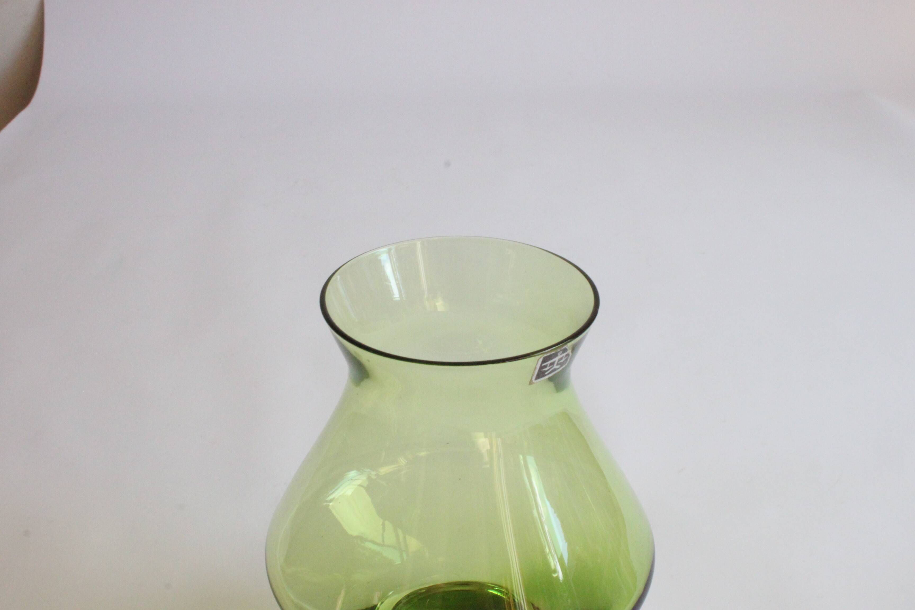 Space age green vase by Bo Borgstrom for Aseda Sweden 1960s