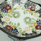 octagonal art deco BOWL footed bowl schramberg majolika 1920s hand-painted decor