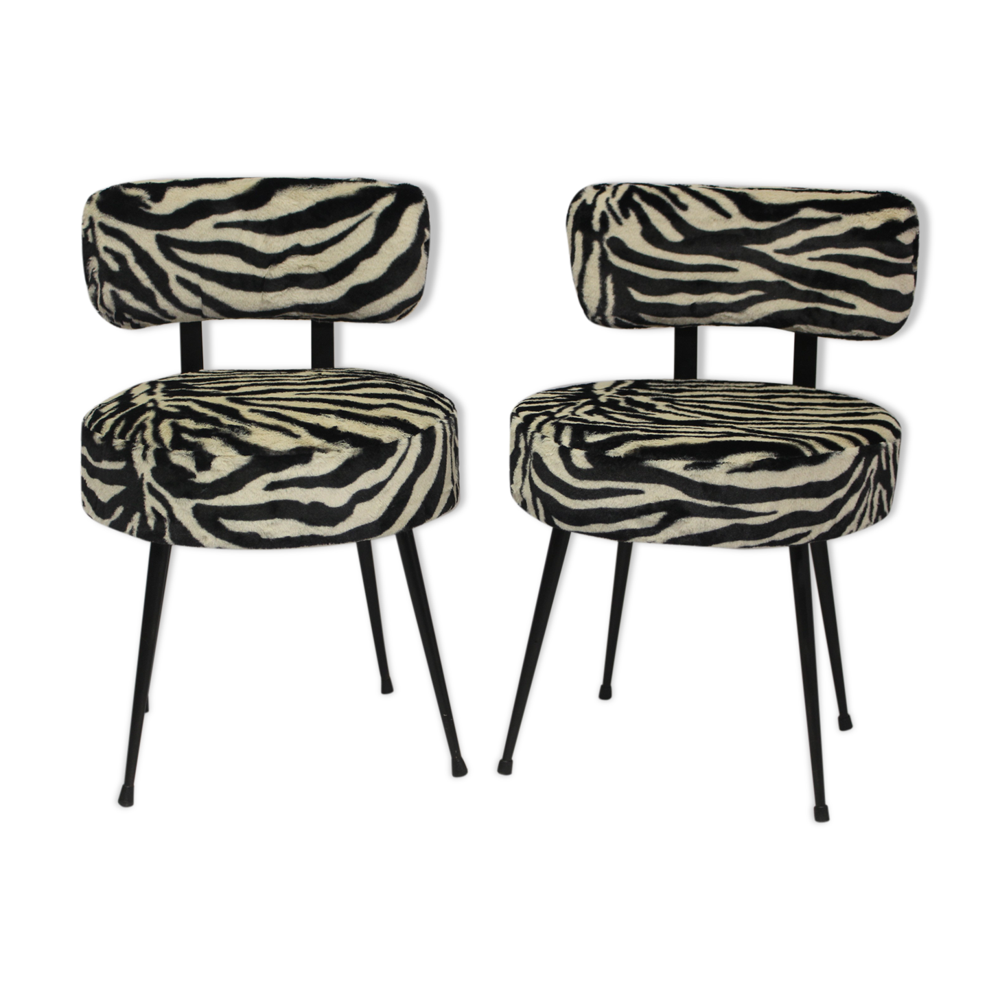 Pair of chairs pelfran zebra fur fabric