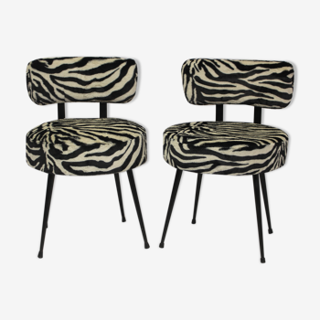 Pair of chairs pelfran zebra fur fabric