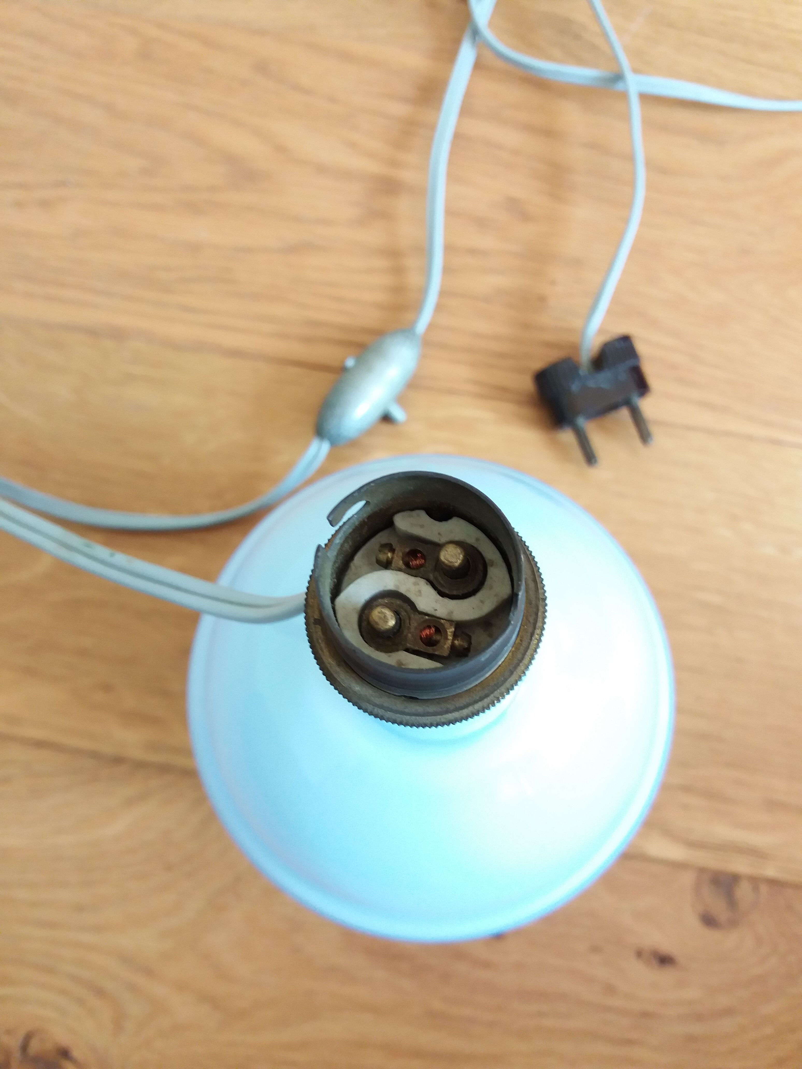 Sky blue opaline blown glass lamp