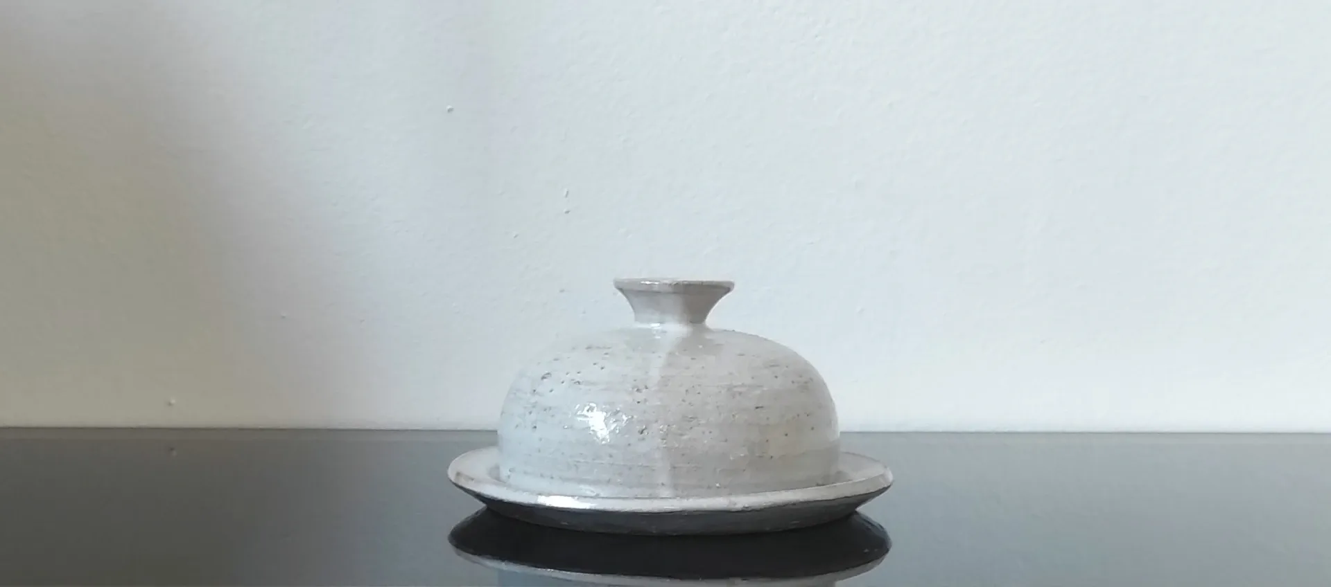 Vintage artisanal ceramic butter dish