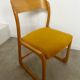 Set of 7 Baumann sled chairs in wood and mustard yellow fabric, 1960s