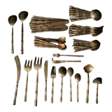 Couverts de table 12 personnes laiton bambou