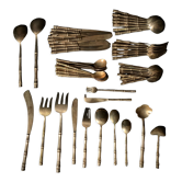 Couverts de table 12 personnes laiton bambou