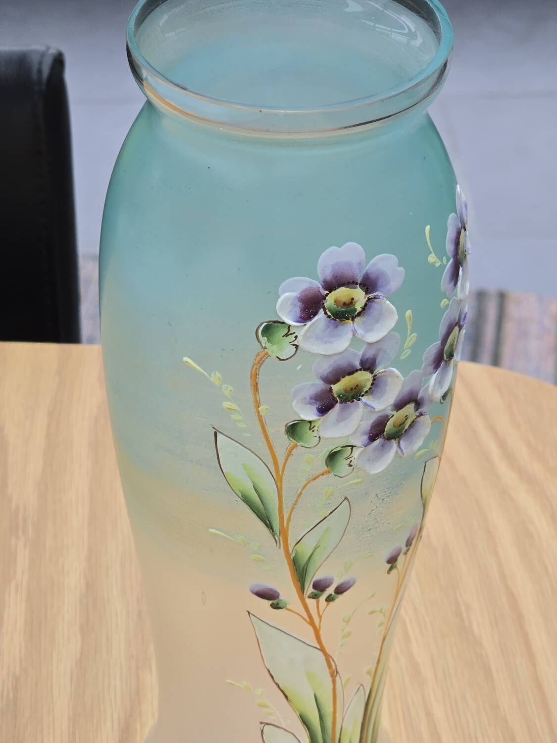 Glass vase with enamel flowers circa 1900