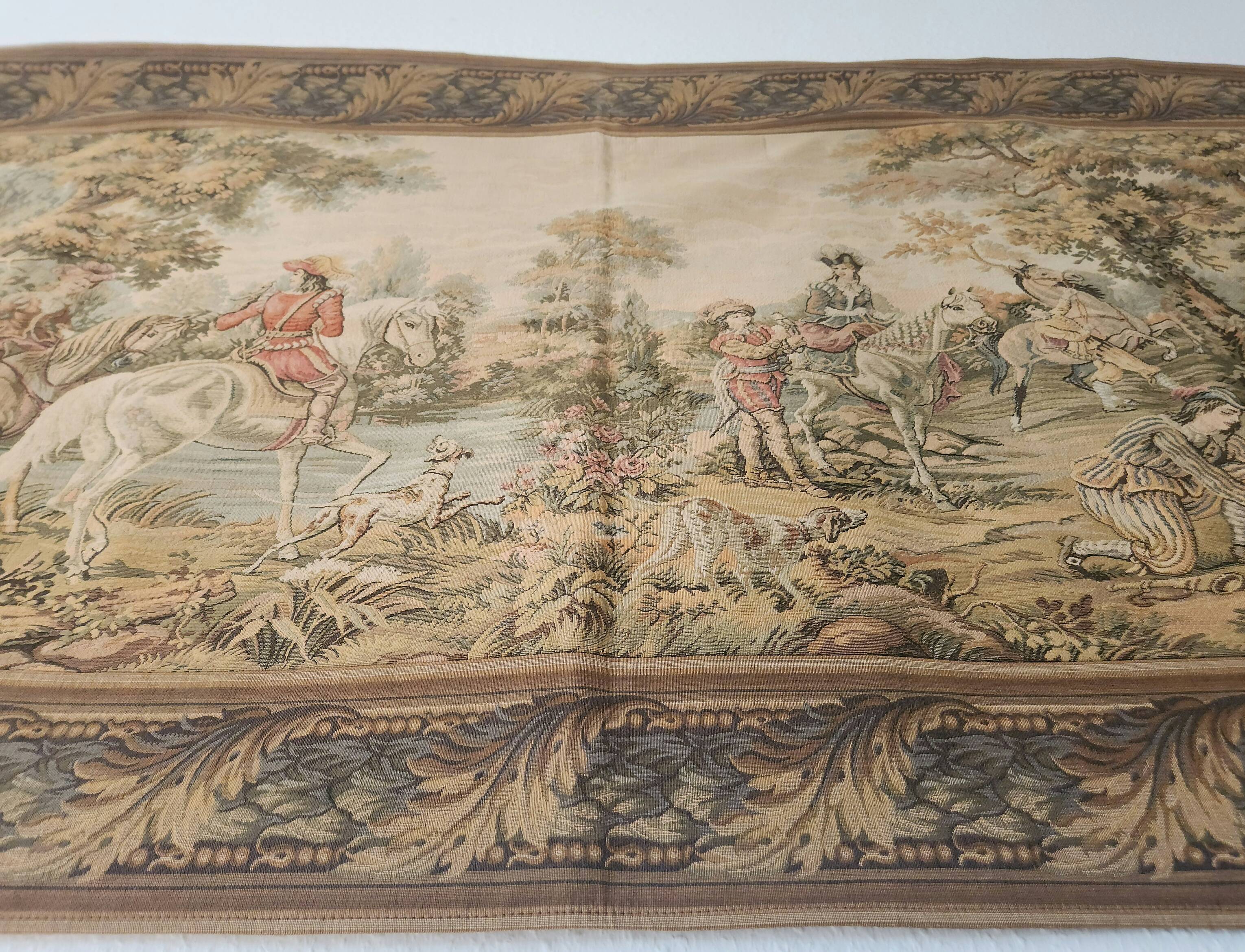 Tapestry Gobelin Hunting Landscape Rococo Jacquard Aubusson Style
