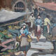 Oil on canvas Neapolitan market scene of the 50s
