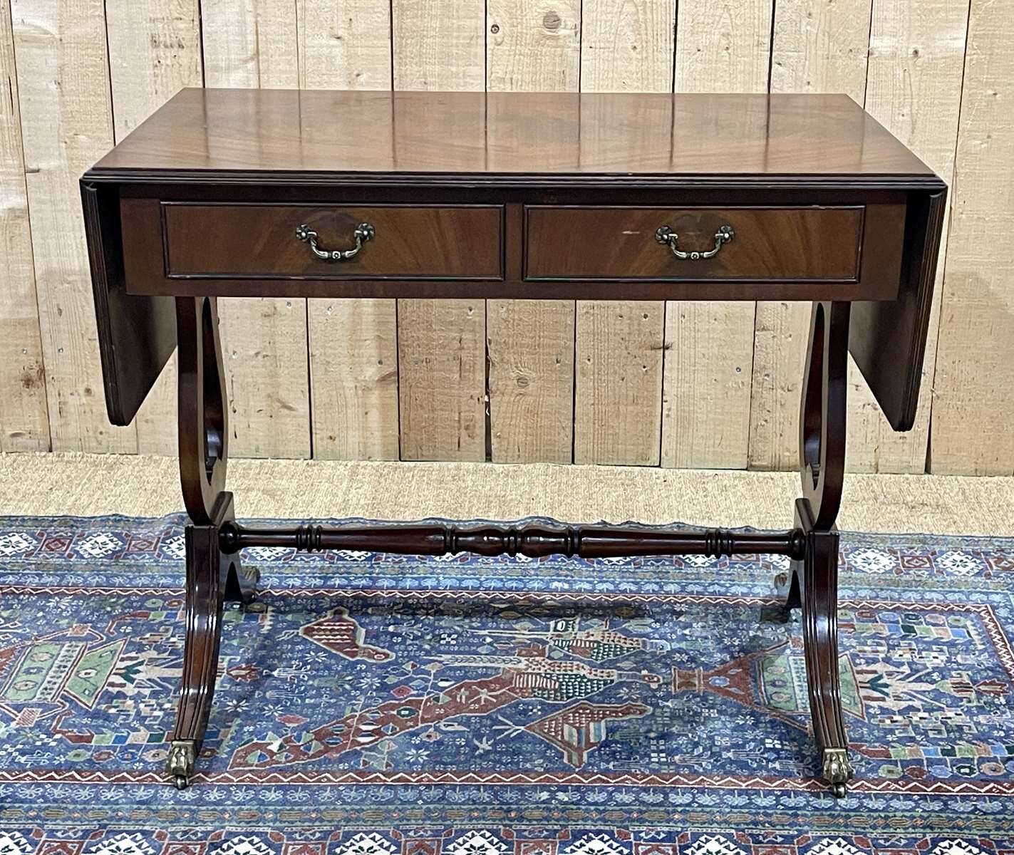 English mahogany drop-leaf desk from the 1950s