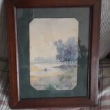 Ancient painting depicting a landscape