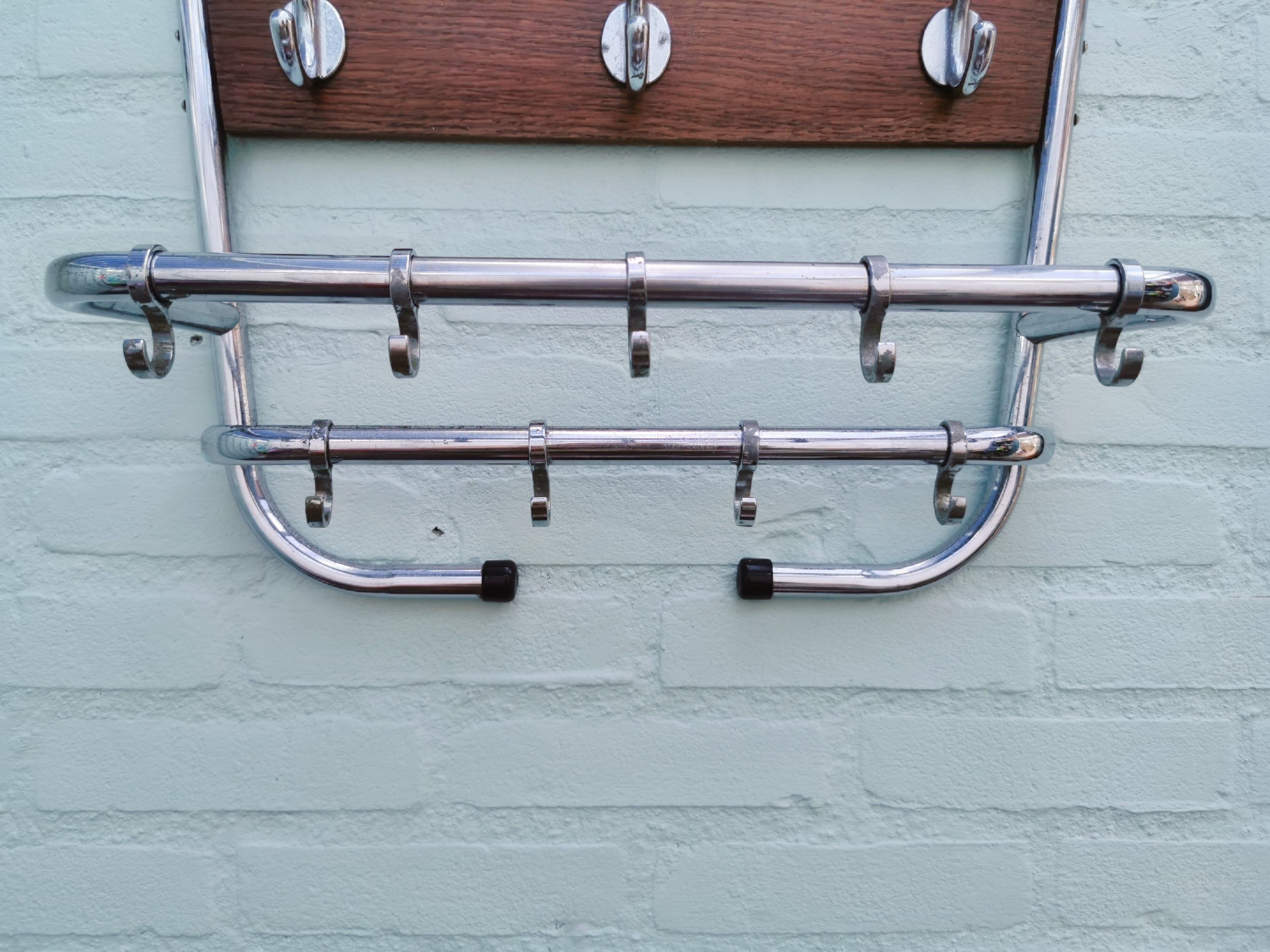 Vintage metal wall coat rack from the seventies