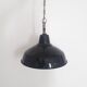 Industrial suspension - enamelled sheet black and white - ø 30 cm -1940-50