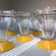 Set of 5 frosted yellow vintage ice cups