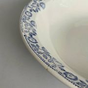 Large round salad bowl, antique blue St-Amandinoise ironstone plate.