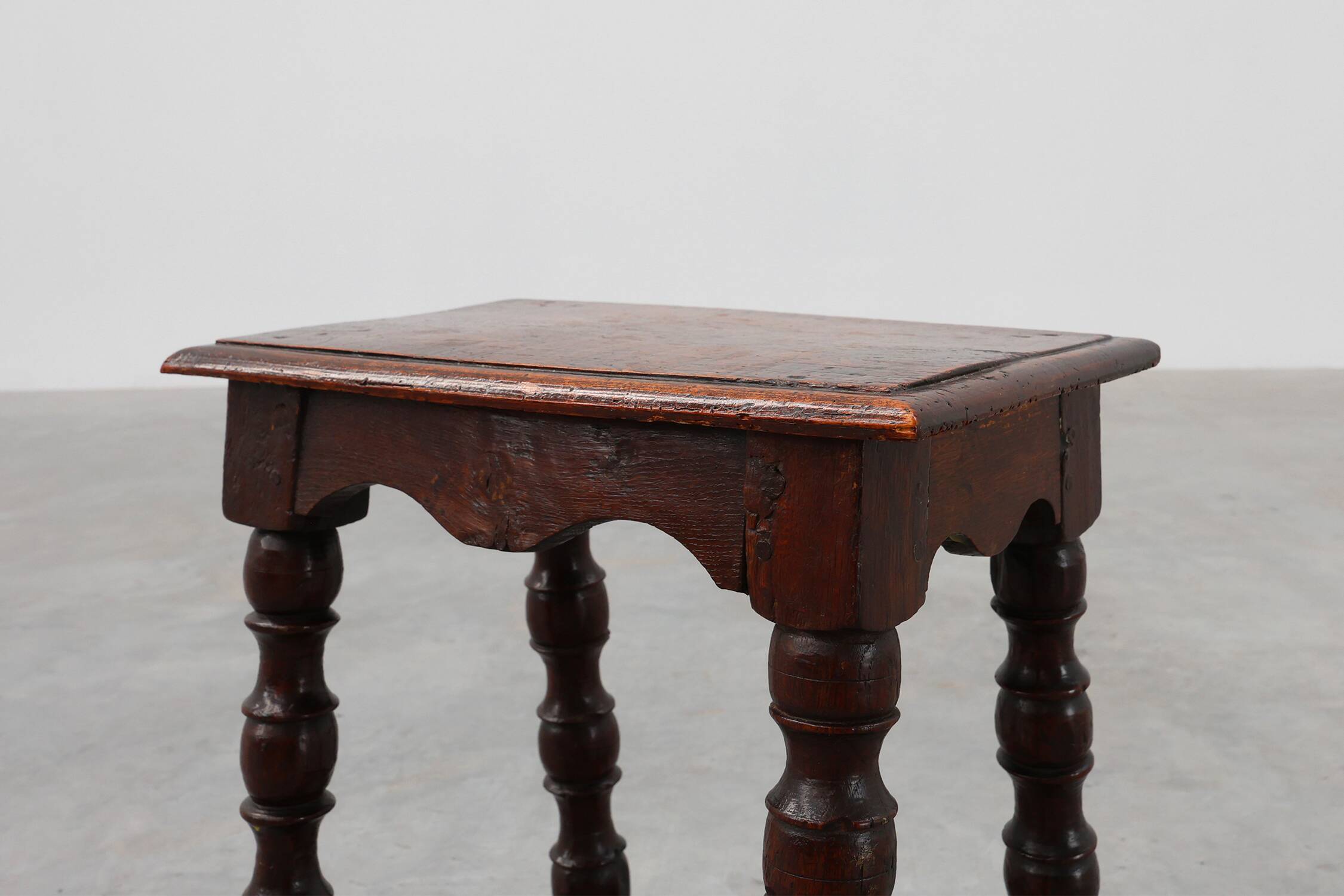 19th Century oak rectangular joint stool or table with turned legs, France