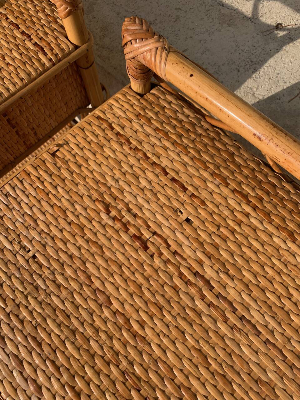 Paire de chevets rotin vintage